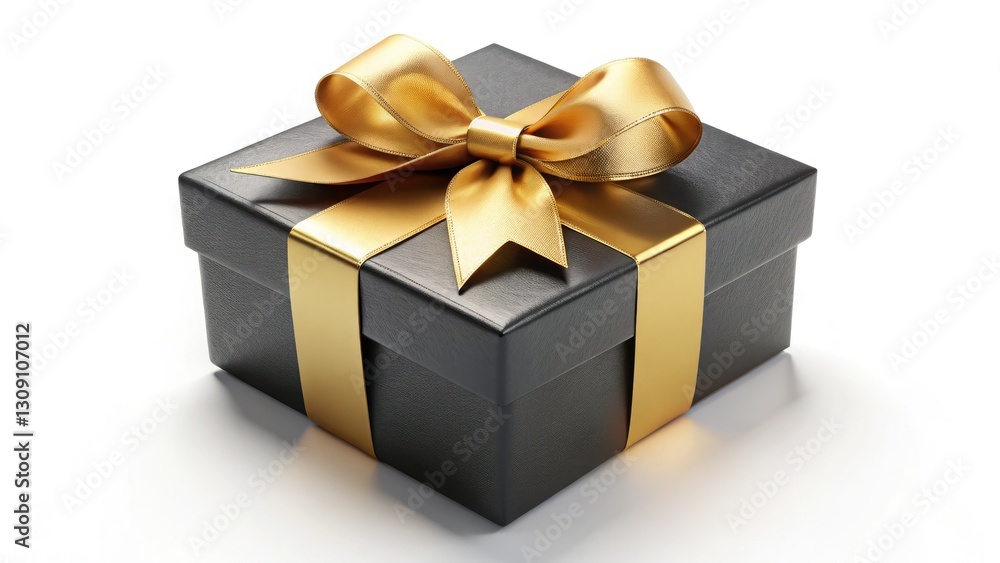 Elegant black gift box with gold bow, 3D rendered. Premium packaging for holidays, birthdays, or anniversaries. Elegant black gift box with gold bow, 3D rendered. Premium packaging for holidays, birthdays, or anniversaries.