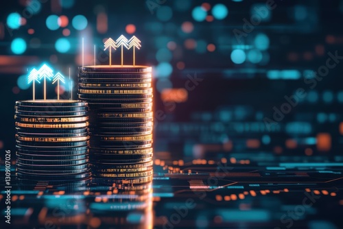 A Stack of Coins with a Rising Arrow Symbolizing Financial Growth Prosperity and Success in Personal Finance Investment and Economic Advancement