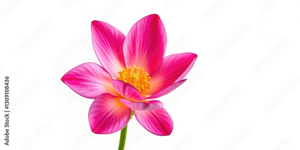 A vibrant single bloom, petals unfurled, isolated against a pure white backdrop, flower, petal A vibrant single bloom, petals unfurled, isolated against a pure white backdrop, flower, petal