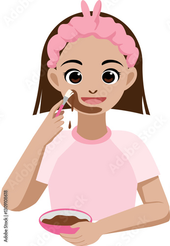 girl apply coffee facial mask