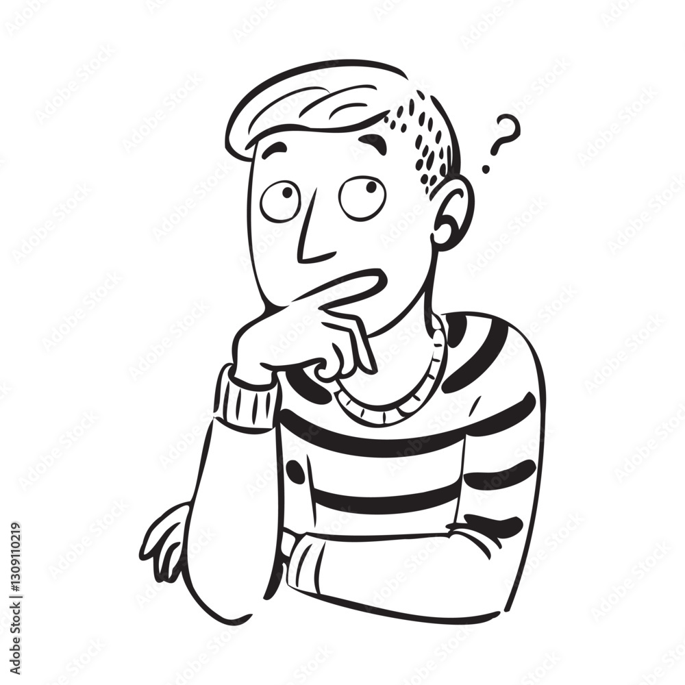 A man is looking at something and is thinking A man is looking at something and is thinking