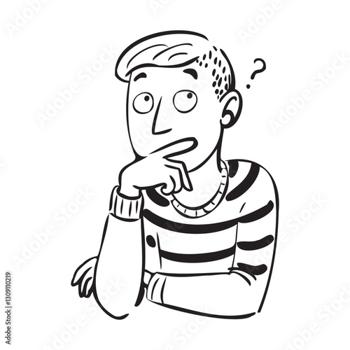 A man is looking at something and is thinking