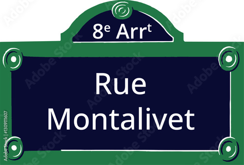 8e Arrt, Elegant Parisian Street Sign