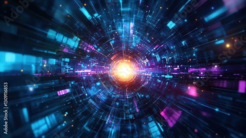 Wallpaper Mural Futuristic Tunnel Illuminated with Vibrant Bright Lights Creating a Dreamlike Atmosphere for Modern Transportation and Technological Exploration in Urban Settings Torontodigital.ca