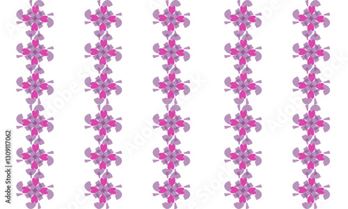 Vintage pink vertical strip block, heart flower line crossed into grid fence repeat pattern, replete image, design for fabric printing, square rectangle
