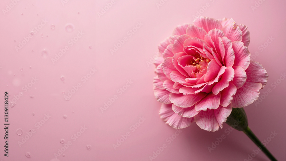 Elegant Pink Carnation on Matching Background: Perfect for Mother's Day Promotions, Floral Shop Advertisements, and Greeting Card Designs Elegant Pink Carnation on Matching Background: Perfect for Mother's Day Promotions, Floral Shop Advertisements, and Greeting Card Designs