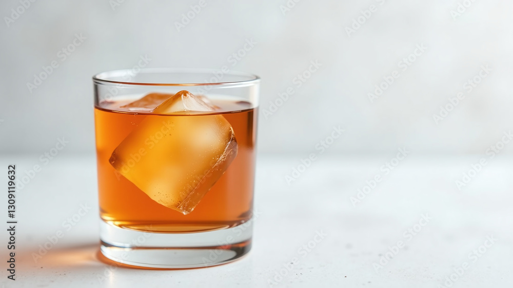 classic old fashioned cocktail sits alone crisp white