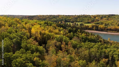 Wallpaper Mural Aerial View Of Trees With Saskatchewan River In Autumn Torontodigital.ca