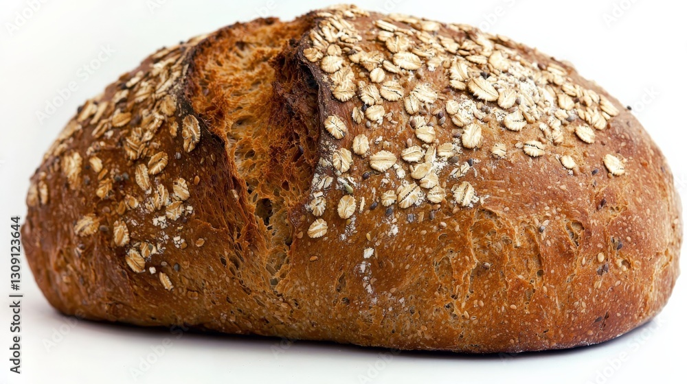 Whole Multigrain Bread Loaf with Seeds Isolated on White Background Whole Multigrain Bread Loaf with Seeds Isolated on White Background
