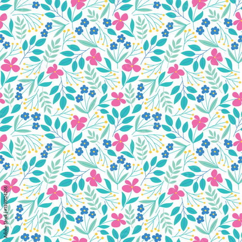 Wallpaper Mural Seamless pattern with spring floral design. Botanical vector background design for wrapping paper, textile and fabrics Torontodigital.ca