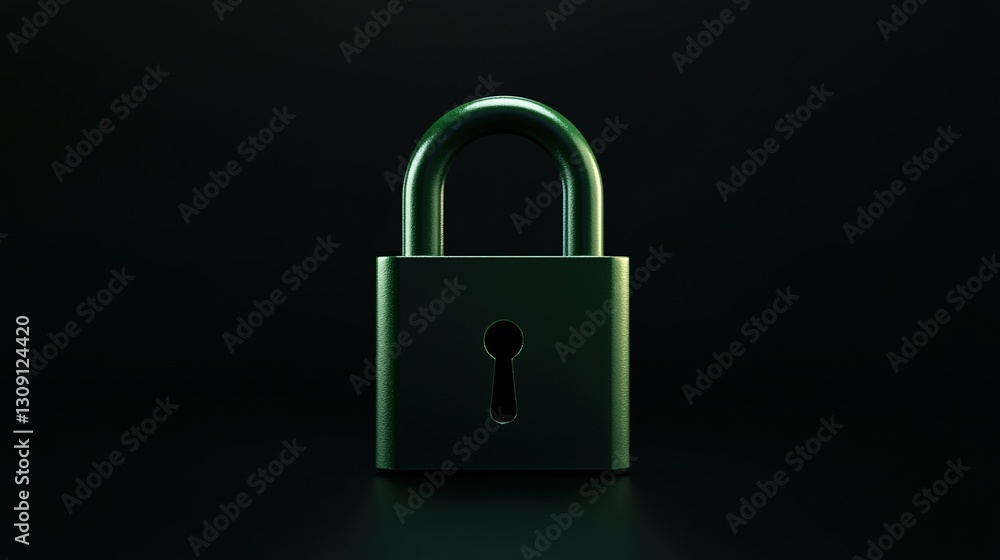 Fototapeta premium A padlock on a black background, in a simple, minimalistic style. 