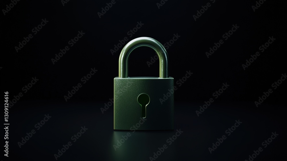 A padlock on a black background, in a simple, minimalistic style. 