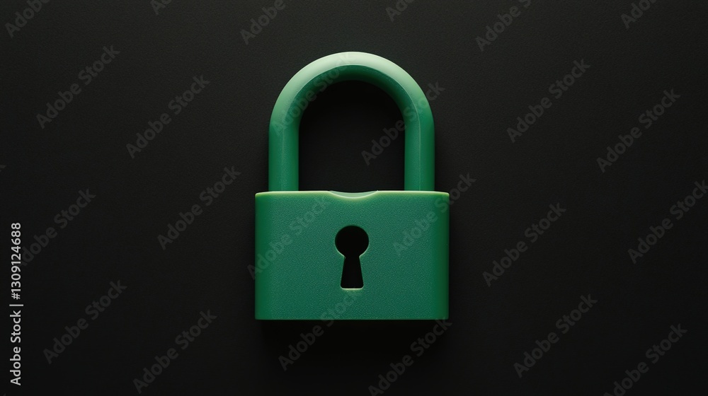 Fototapeta premium A padlock on a black background, in a simple, minimalistic style. 