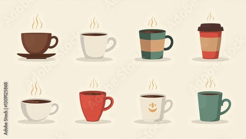 Wallpaper Mural coffee cup icons various styles available use graphics Torontodigital.ca