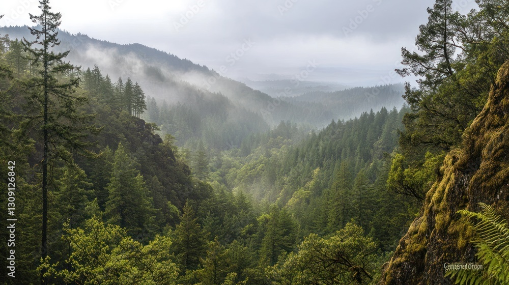 Fototapeta premium Misty Mountain Valley View