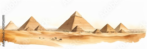 Ilustración en acuarela de Pirámides de Egipto