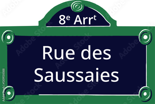 8e Arrt, Elegant Parisian Street Sign