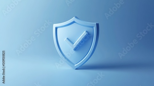 A simple shield icon with a checkmark, a blue background, 3D rendering, minimalist style, high-end and elegant. Free Download A simple shield icon with a checkmark, a blue background, 3D rendering, minimalist style, high-end and elegant. - GFXLoad