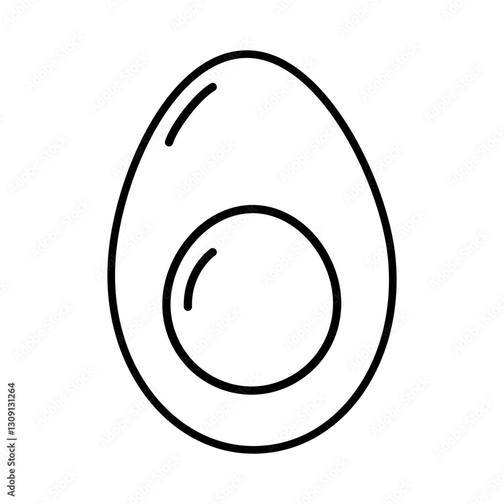 Half hard boiled egg Outline linear Icon Pictogram Sticker Logo Design element concept Half hard boiled egg Outline linear Icon Pictogram Sticker Logo Design element concept