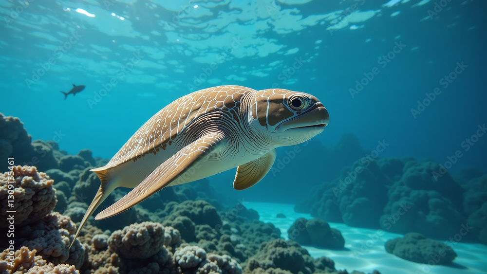 Naklejka premium marine life threatened ocean plastic pollution microplastics harm