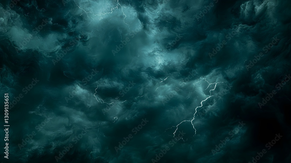 Dramatic thunderstorm with lightning bolts illuminating dark ominous clouds above Dramatic thunderstorm with lightning bolts illuminating dark ominous clouds above