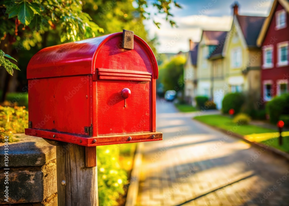 Vibrant red mailboxes capture rustic charm, everyday life, and postal service stories in close-up street scenes. Vibrant red mailboxes capture rustic charm, everyday life, and postal service stories in close-up street scenes.