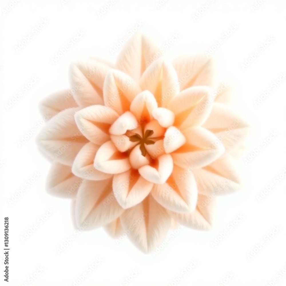 Fototapeta premium High-resolution 3D render of a plush flower, isolated on white. Focus on soft, detailed texture. Commercial quality, clean background