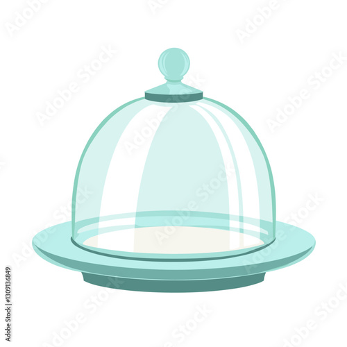 Grey kitchen tray cloche for restaurant, icon, isolated on a white background Vector illustration