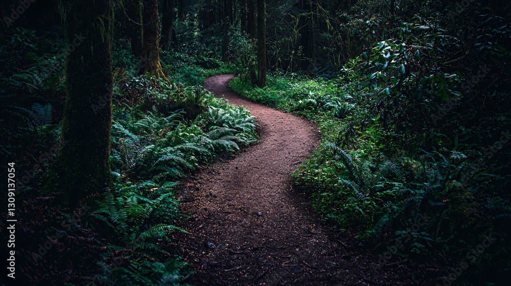 Winding Forest Path at Dusk Winding Forest Path at Dusk