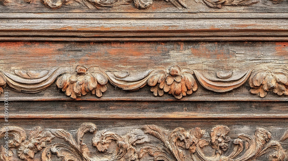 Close-up of an ancient wood carving with intricate carvings, showcasing medieval architecture's historical and cultural significance, enhanced by natural hues. Close-up of an ancient wood carving with intricate carvings, showcasing medieval architecture's historical and cultural significance, enhanced by natural hues.