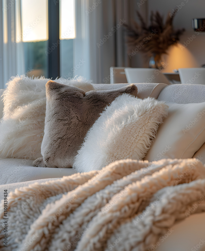 A cozy living room with a couch,t, and pillows . The room is decorated with various houseplants, creating a lush and inviting atmosphere. A cozy living room with a couch,t, and pillows . The room is decorated with various houseplants, creating a lush and inviting atmosphere.