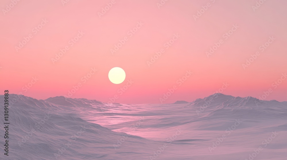 Fototapeta premium Art Sunset View Pink Glow Faint Single Basic Delicious