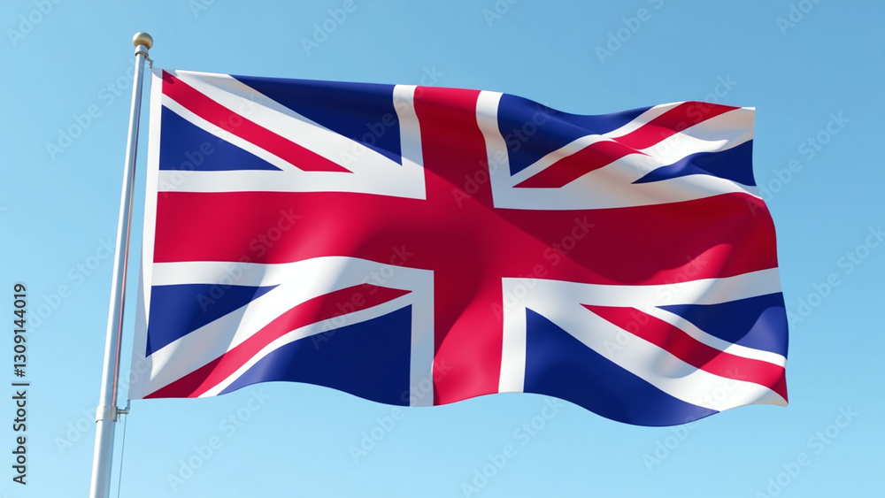 Fototapeta premium uk flag waves smoothly wind seamless loop animation visually appealing effect