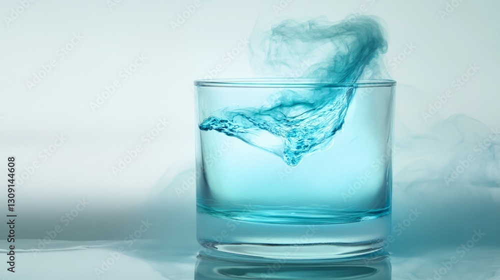 Underwater Glass Plain View Single Splash Water Glowing Underwater Glass Plain View Single Splash Water Glowing
