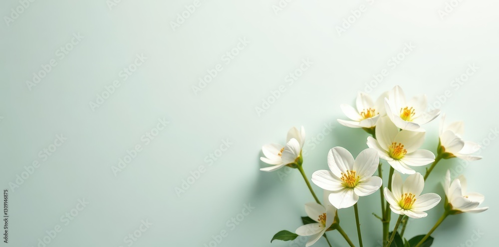 Crisp white flowers, stark contrast, clean background , studio, element Crisp white flowers, stark contrast, clean background , studio, element