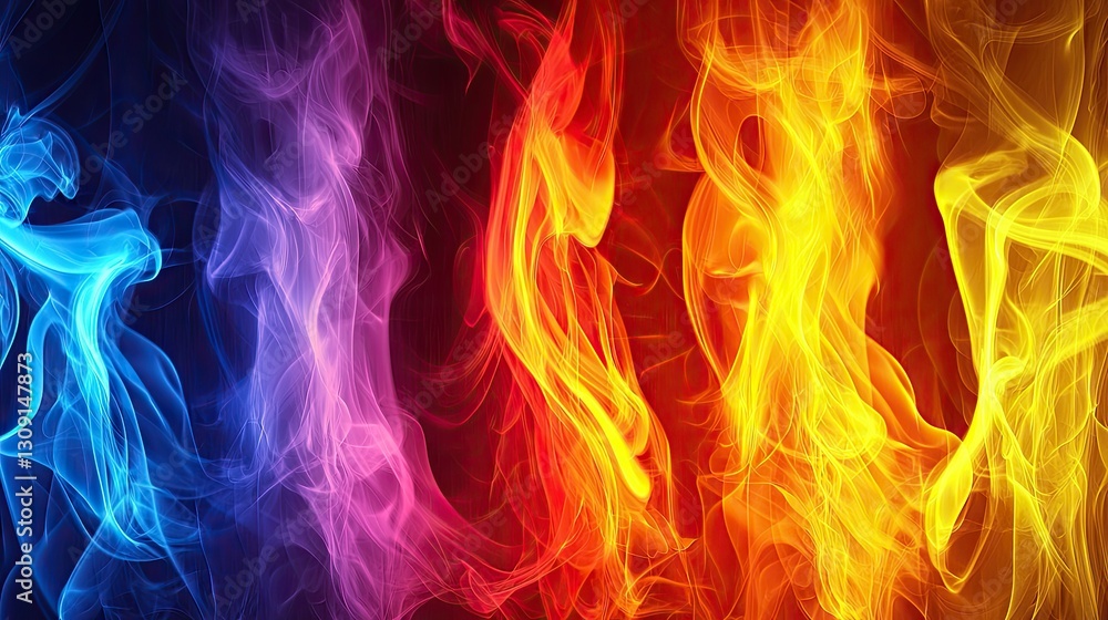 Colorful fire and smoke abstract background; design element Colorful fire and smoke abstract background; design element