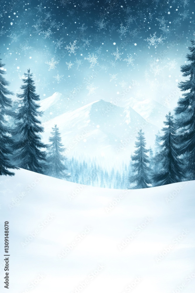 Snowy Pines Under Starry Sky Snowy Pines Under Starry Sky