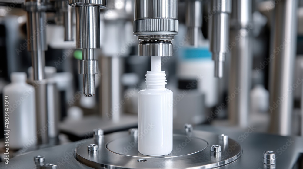 Fototapeta premium Clean room technology industrial photography of automated filling