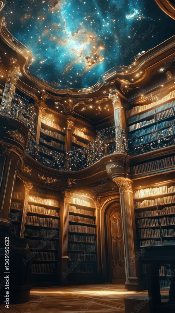 Obraz premium Celestial Library: A Dreamlike Interior