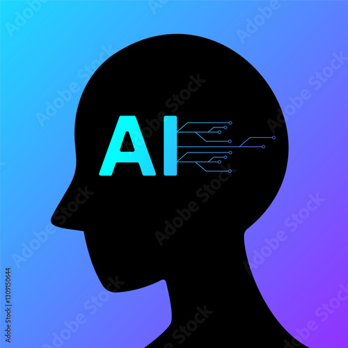 Artificial Intelligence Head Digital Concept Tech Innovation Network Mind Futuristic Science Cyberspace Idea AI Brain Human Robot Technology