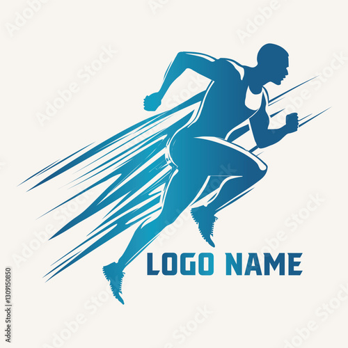 running logo, running man symbol, sport and competition concept background
