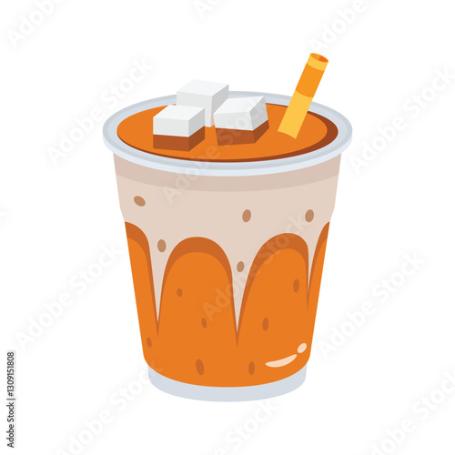 Get this amazing icon of iced coffee cup in modern design style