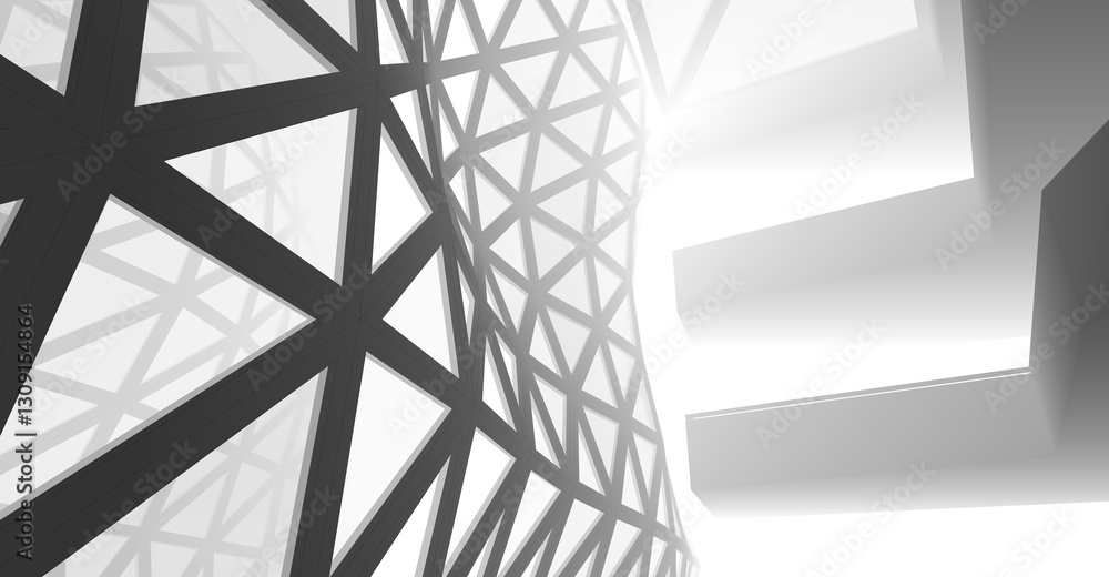 Fototapeta premium Futuristic Architectural Abstract – Geometric Structures and Modern Urban Design