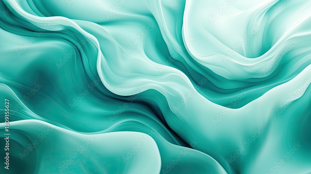 Obraz premium Abstract Teal and White Swirling Liquid Marble Texture Background Image