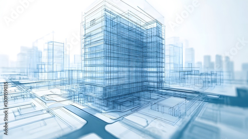 Fototapeta Naklejka Na Ścianę i Meble -  house, Apartment architecture plans with 3D building structure, Architect project drawing blueprint