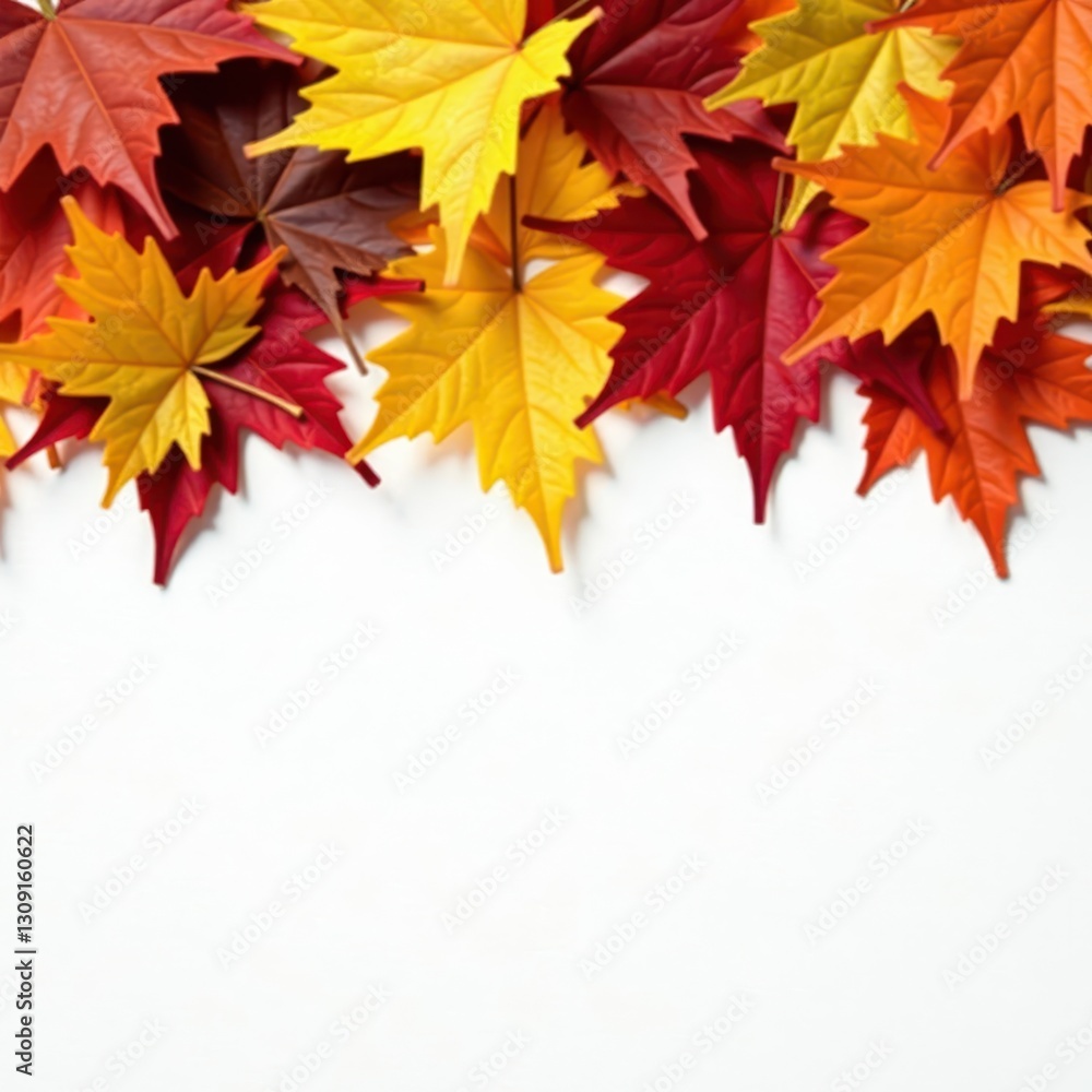 Fototapeta premium Pile of colorful autumn leaves, close-up view, rusty, vibrant
