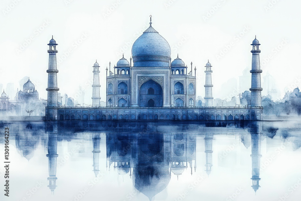 Obraz premium Majestic Taj Mahal reflected in tranquil water