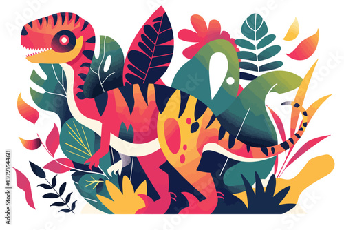 AI-generated dinosaur illustration in a prehistoric setting