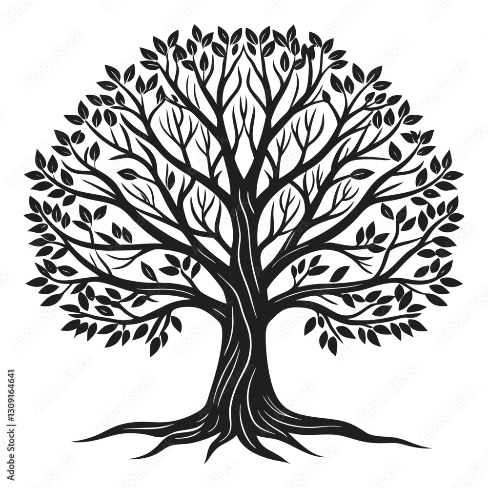 Obraz premium silhouette vector Tree, black and white 