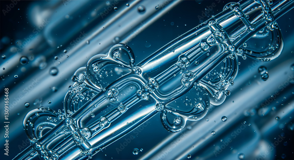 Naklejka premium Quantum glass symphony: microscopic networks of transparent structures revealing the intricate dance of molecular connectivity, where science meets ethereal beauty.